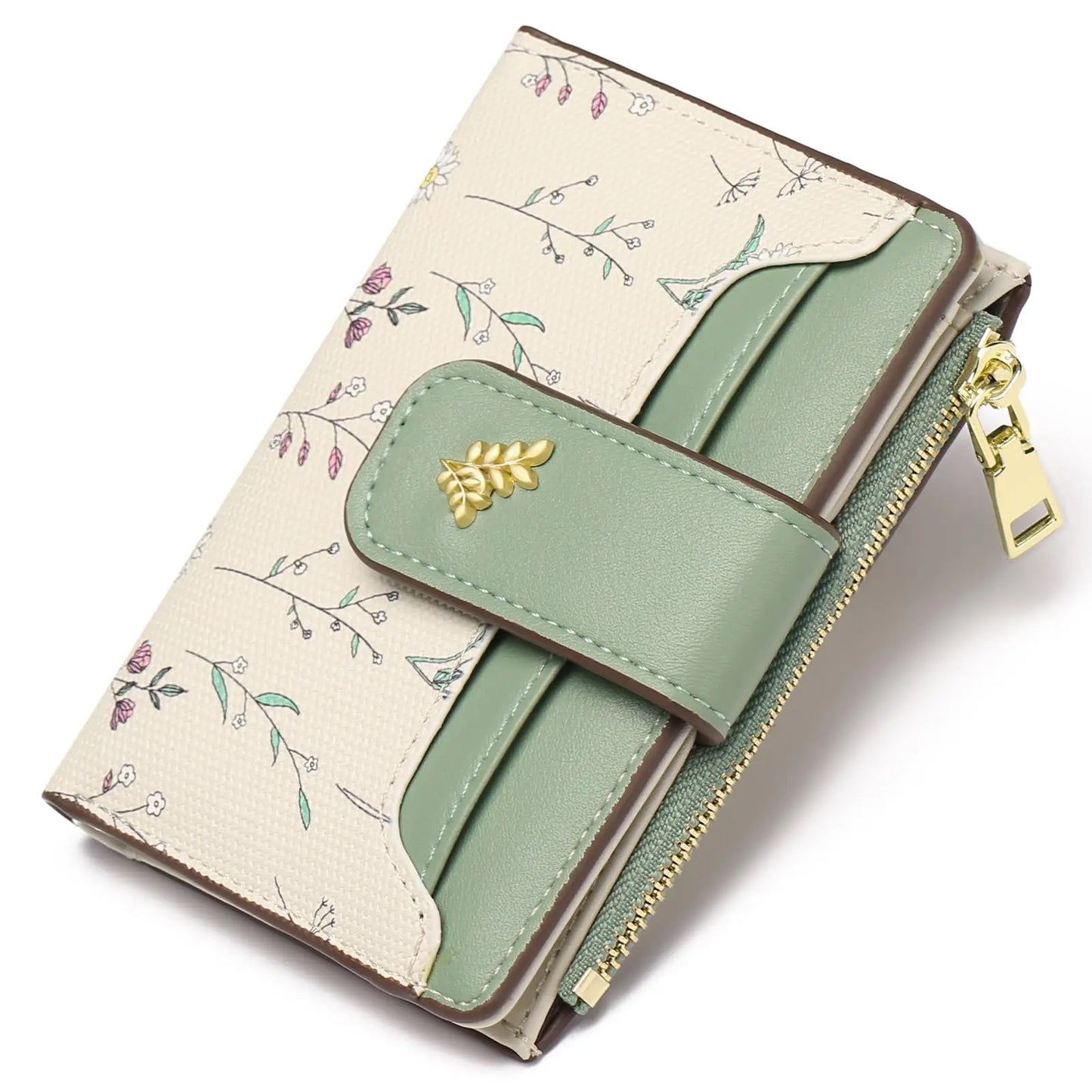 VTLASK RFID Blocking Women Long Wallet, Floral PU Leather Clutch Purse Large Card Holder Zip Coin Pocket Gift for Ladies, Wallets for Women, Polyurethane