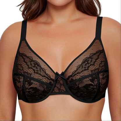 Letsjoli Minimizer Bra for Women Full Coverage Lace Unlined Wirefree plus Size Supportive for Large Bust