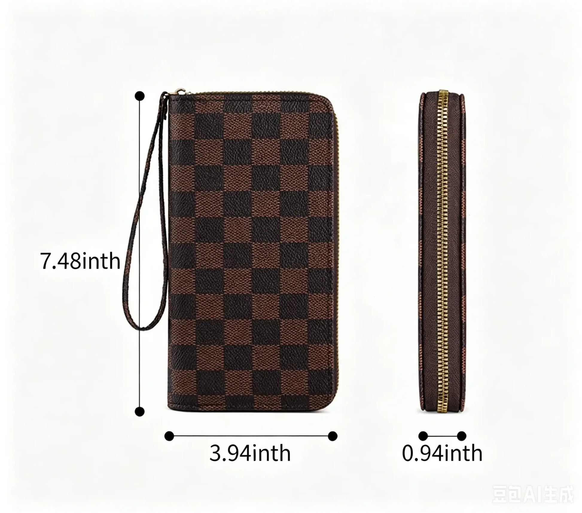 Women'S Plaid Printed Minimalist Long Wallet - Clutch Wristlet, Surround Card Holder, Zipper Closure, Versatile Casual Wear Accessory，Zipper Coin， Removable Wristet， Large Capacity Card Holder, Coins Pouch, Multi Functional Wallet， Young Girl