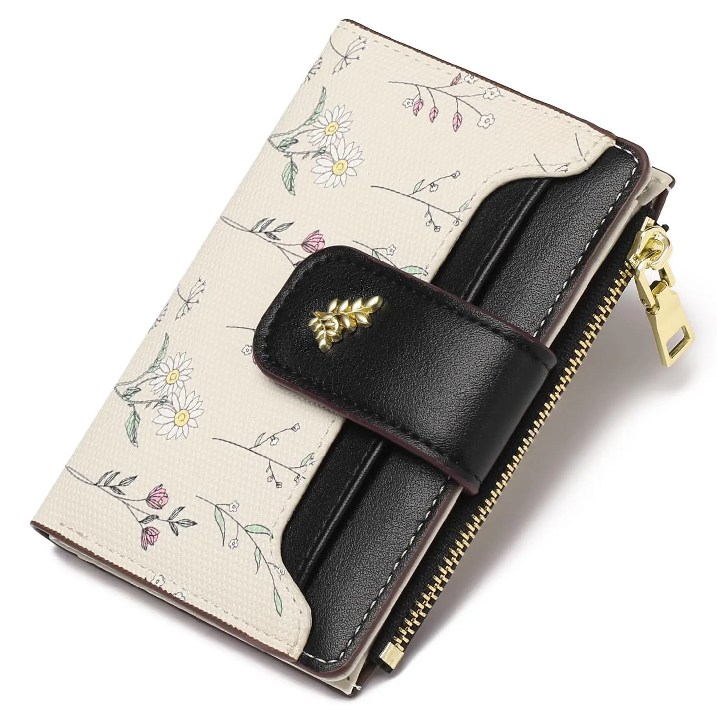 VTLASK RFID Blocking Women Long Wallet, Floral PU Leather Clutch Purse Large Card Holder Zip Coin Pocket Gift for Ladies, Wallets for Women, Polyurethane