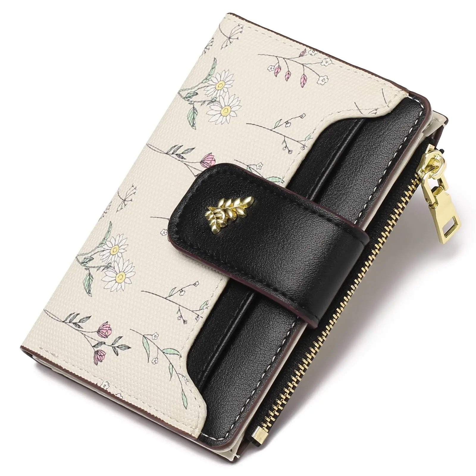 VTLASK RFID Blocking Women Long Wallet, Floral PU Leather Clutch Purse Large Card Holder Zip Coin Pocket Gift for Ladies, Wallets for Women, Polyurethane