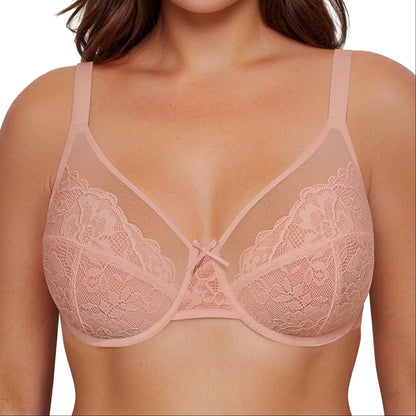 Letsjoli Minimizer Bra for Women Full Coverage Lace Unlined Wirefree plus Size Supportive for Large Bust