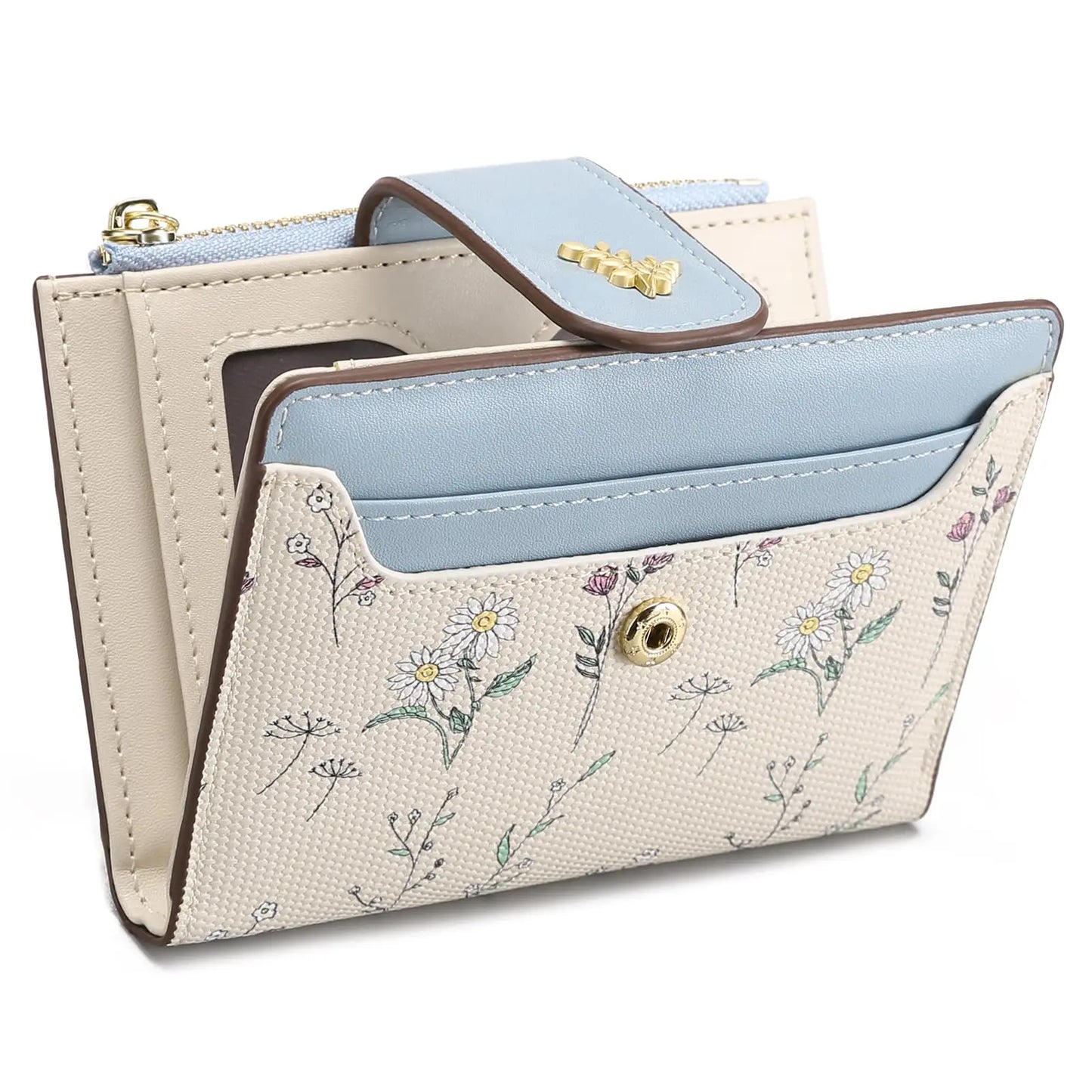 VTLASK RFID Blocking Women Long Wallet, Floral PU Leather Clutch Purse Large Card Holder Zip Coin Pocket Gift for Ladies, Wallets for Women, Polyurethane