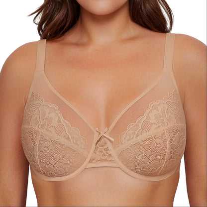 Letsjoli Minimizer Bra for Women Full Coverage Lace Unlined Wirefree plus Size Supportive for Large Bust