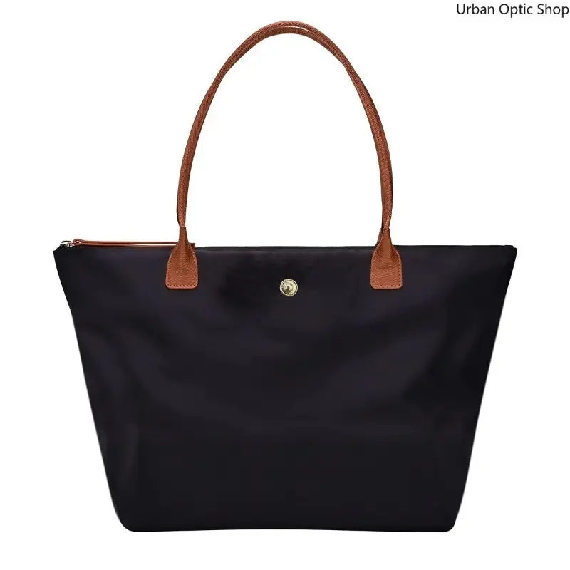 Women'S Large Capacity Tote Bag, Nylon Oxford Work Bag with Contrast Leather Handles for Commute and Daily Travel, Tote Bags, Work Bags for Women