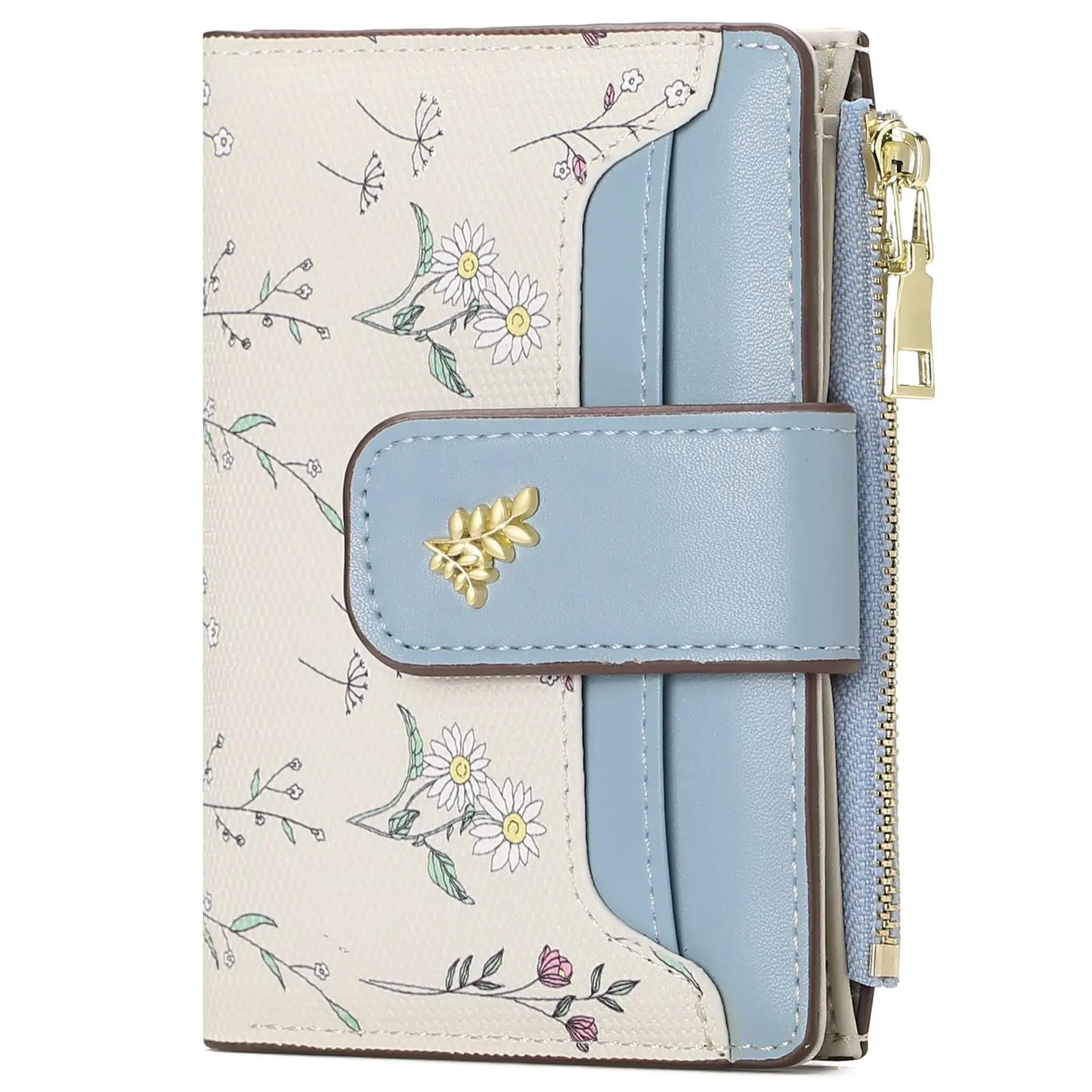 VTLASK RFID Blocking Women Long Wallet, Floral PU Leather Clutch Purse Large Card Holder Zip Coin Pocket Gift for Ladies, Wallets for Women, Polyurethane