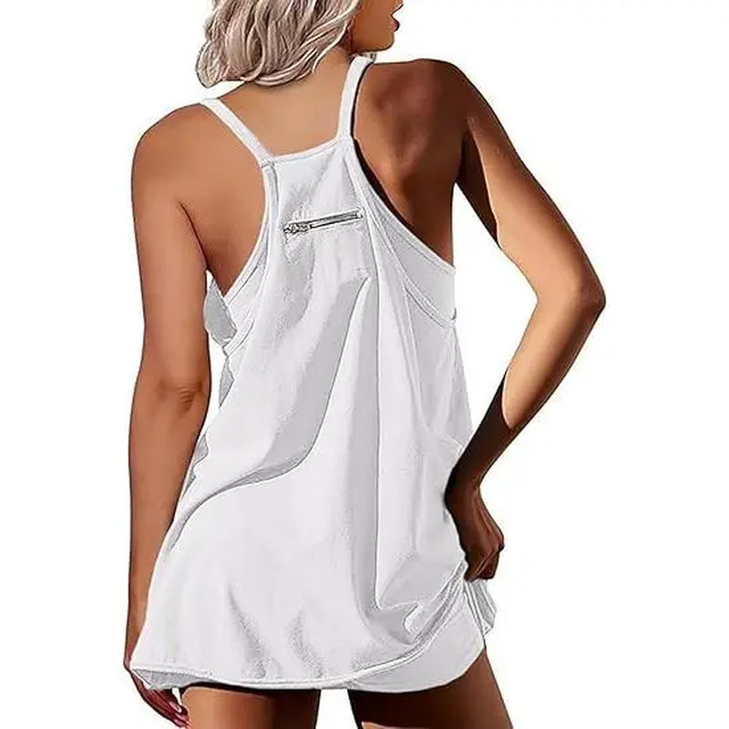 Wenrine Women'S Mini Dress Casual Workout Tennis Dress with Shorts Sleeveless Althletic Dresses
