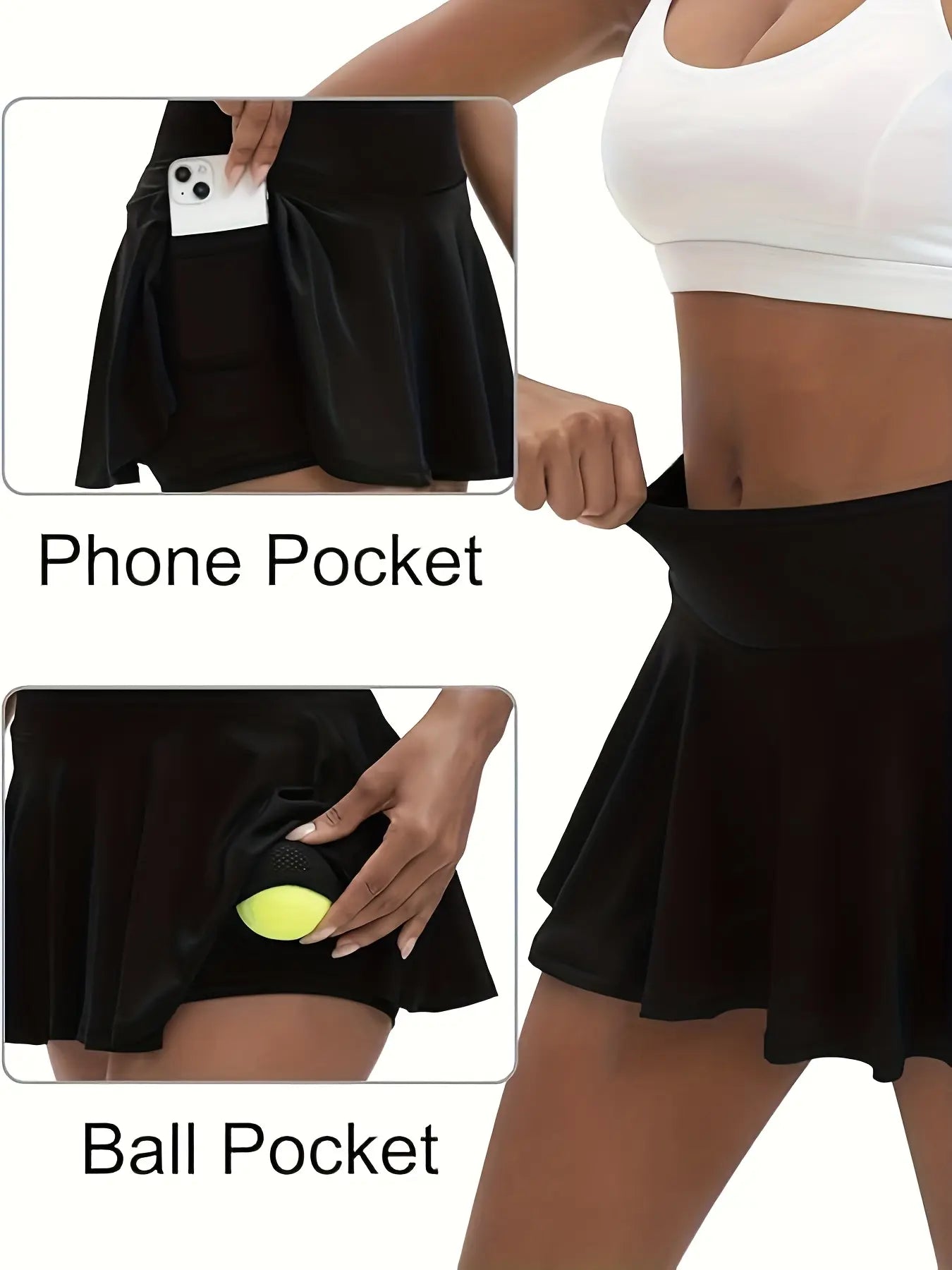 Women'S Basic Minimalist 3-Pack 2-In-1 Skorts, High Waist Stretchy Flowy Mini Skirt with Pockets, Summer Yoga Activewear Bottoms