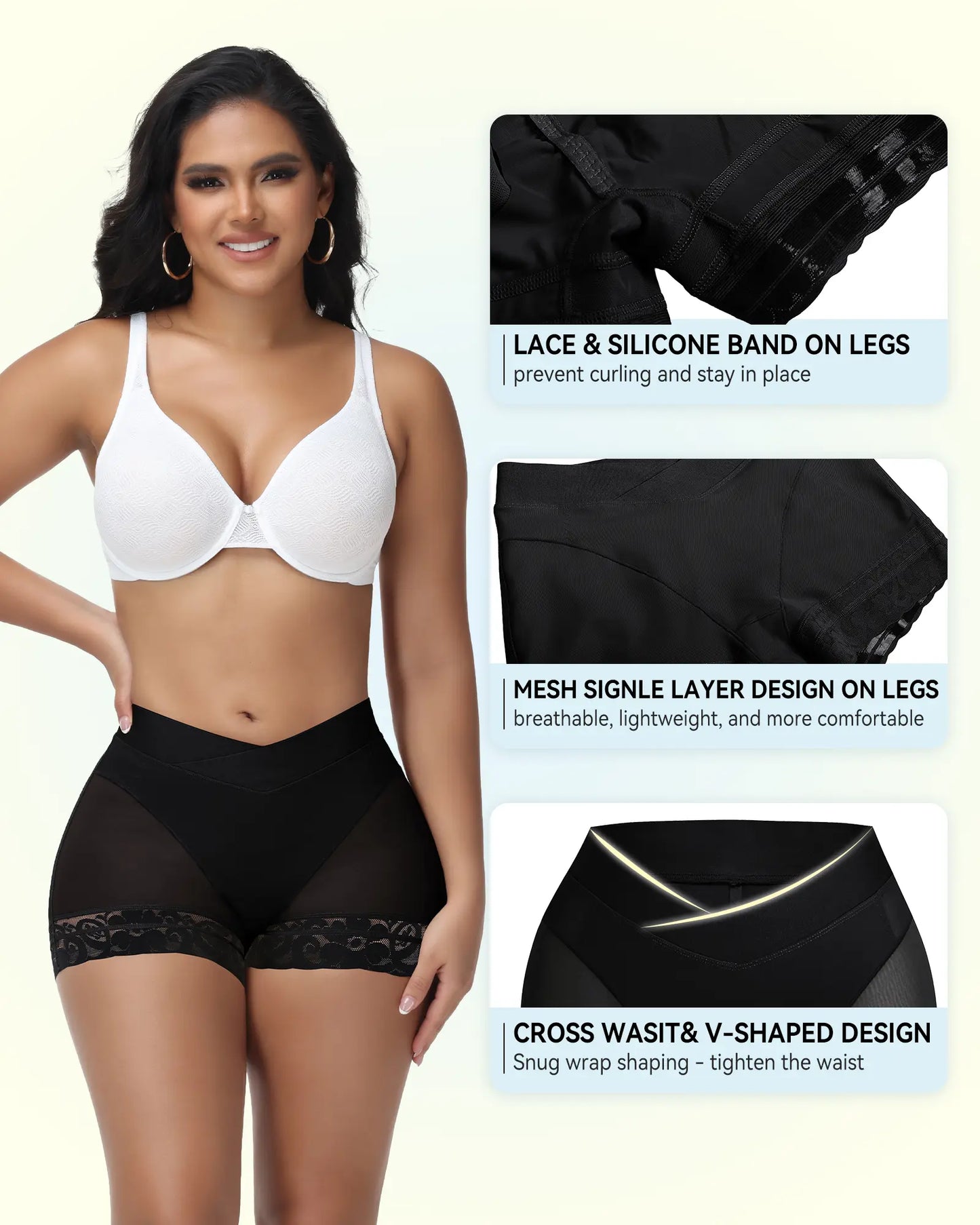 SHAPSHE Butt Lifting Panties V Crossover Shapewear Shorts Fajas Colombianas Moldeadoras