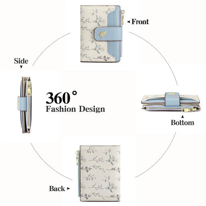 VTLASK RFID Blocking Women Long Wallet, Floral PU Leather Clutch Purse Large Card Holder Zip Coin Pocket Gift for Ladies, Wallets for Women, Polyurethane